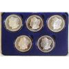 Image 1 : 5 Piece REPLICA National Collectors Mint Proof Morgan Dollar Set . .