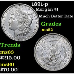 1891-p Morgan Dollar $1 Grades Select Unc