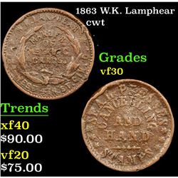 1863 W.K. Lamphear Civil War Token 1c Grades vf++