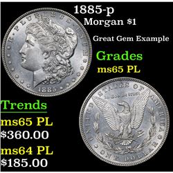 1885-p Morgan Dollar $1 Grades GEM Unc PL