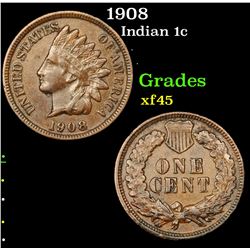 1908 Indian Cent 1c Grades xf+