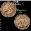 Image 1 : 1908 Indian Cent 1c Grades xf+