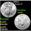 Image 1 : 2014 Silver Eagle Dollar $1 Grades Gem+++ Unc