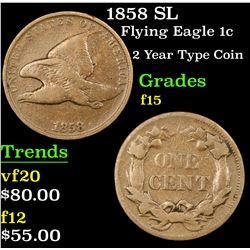 1858 SL Flying Eagle Cent 1c Grades f+