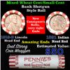 Image 1 : Mixed small cents 1c orig shotgun roll, 1919-d Wheat Cent, 1896 Indian Cent other end