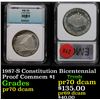 Image 1 : 1987-S Constitution Bicentennial Modern Commerative $1 1 Graded Perfection Gem++ Unc By EMGC