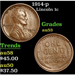 1914-p Lincoln Cent 1c Grades Select AU