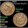 Image 1 : 1835 Coronet Head Large Cent 1c Grades vf+