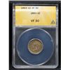 Image 2 : ANACS 1863 Indian Cent 1c Graded vf30 By ANACS