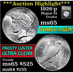 ***Auction Highlight*** 1926-p Peace Dollar $1 Graded GEM Unc By USCG (fc)