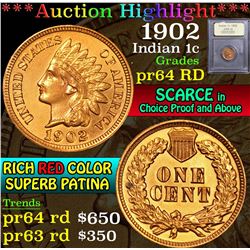 1902 Indian Cent 1c Graded Choice Proof Red By USCG