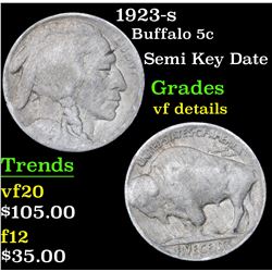 1923-s Buffalo Nickel 5c Grades vf details