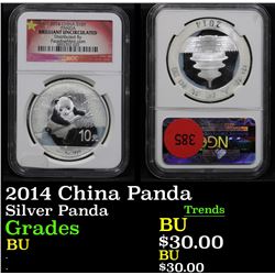 NGC 2014 China Panda Silver Panda 10 Yuan Graded BU By NGC