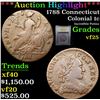 Image 1 : ***Auction Highlight*** 1788 Connecticut Colonial Cent 1c Graded vf+ By USCG (fc)