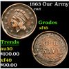 Image 1 : 1863 Our Army Civil War Token 1c Grades xf+
