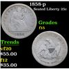 Image 1 : 1858-p Seated Liberty Quarter 25c Grades f+