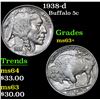 Image 1 : 1938-d Buffalo Nickel 5c Grades Select+ Unc