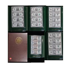 World Reserve Monetary Exchange book, 5 uncut sheets diff denominations