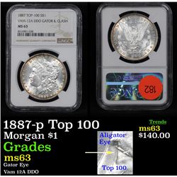 NGC 1887-p Top 100 Morgan Dollar $1 Graded ms63 By NGC