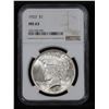 Image 2 : NGC 1923-p Peace Dollar $1 Graded ms63 By NGC