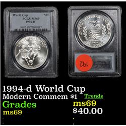 PCGS 1994-d World Cup Modern Commem Dollar $1 Graded ms69 By PCGS