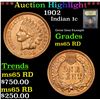 Image 1 : ***Auction Highlight*** 1902 Indian Cent 1c Graded GEM Unc RD By USCG (fc)