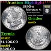 Image 1 : ***Auction Highlight*** 1890-s Morgan Dollar $1 Graded GEM Unc By USCG (fc)
