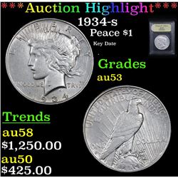 ***Auction Highlight*** 1934-s Peace Dollar $1 Graded Select AU By USCG (fc)