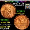 Image 1 : ***Auction Highlight*** 1909 VDB Lincoln Cent 1c Graded GEM++ RD By USCG (fc)