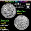 Image 1 : ***Auction Highlight*** 1892-o Morgan Dollar $1 Graded Select Unc By USCG (fc)