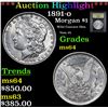 Image 1 : ***Auction Highlight*** 1891-o Morgan Dollar $1 Graded Choice Unc By USCG (fc)