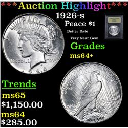 ***Auction Highlight*** 1926-s Peace Dollar $1 Graded Choice+ Unc By USCG (fc)