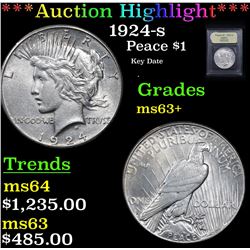 ***Auction Highlight*** 1924-s Peace Dollar $1 Graded Select+ Unc By USCG (fc)