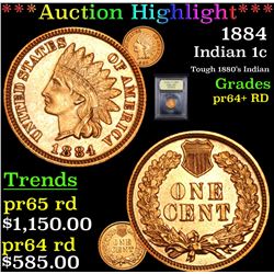 ***Auction Highlight*** 1884 Indian Cent 1c Graded Gem++ Proof Red By USCG (fc)