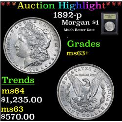 ***Auction Highlight*** 1892-p Morgan Dollar $1 Graded Select+ Unc By USCG (fc)