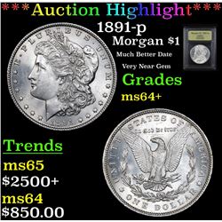 ***Auction Highlight*** 1891-p Morgan Dollar $1 Graded Choice+ Unc By USCG (fc)