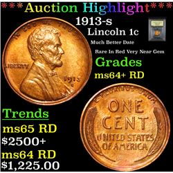 ***Auction Highlight*** 1913-s Lincoln Cent 1c Graded Choice+ Unc RD By USCG (fc)