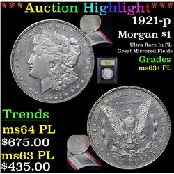 ***Auction Highlight*** 1921-p Morgan Dollar $1 Graded Select Unc+ PL By USCG (fc)