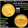 Image 1 : ***Auction Highlight*** 1916 McKinley Gold Commem Dollar 1 Graded Select Unc By USCG (fc)