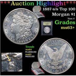 ***Auction Highlight*** 1887-s/s Top 100 Morgan Dollar $1 Graded Select+ Unc By USCG (fc)