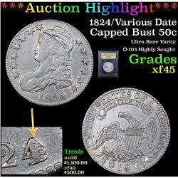 ***Auction Highlight*** 1824/Various Date Capped Bust Half Dollar 50c Graded xf+ By USCG (fc)