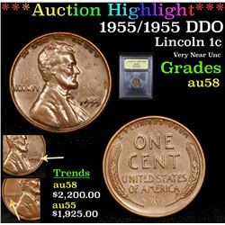 ***Auction Highlight*** 1955/1955 DDO Lincoln Cent 1c Graded Choice AU/BU Slider By USCG (fc)