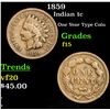 Image 1 : 1859 Indian Cent 1c Grades f+