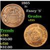 Image 1 : 1865 Two Cent Piece 2c Grades vf+