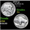 Image 1 : 1921-p Buffalo Nickel 5c Grades f+