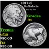 Image 1 : 1917-d Buffalo Nickel 5c Grades f+