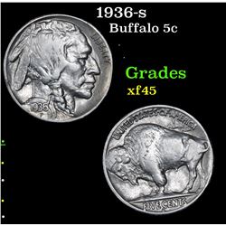 1936-s Buffalo Nickel 5c Grades xf+