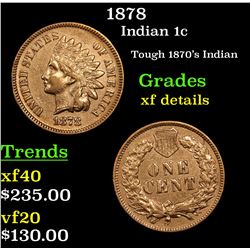1878 Indian Cent 1c Grades xf details