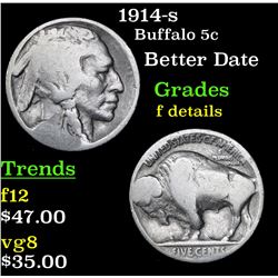 1914-s Buffalo Nickel 5c Grades f details