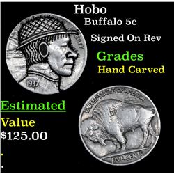 Hobo Buffalo Nickel 5c Grades Hand Carved